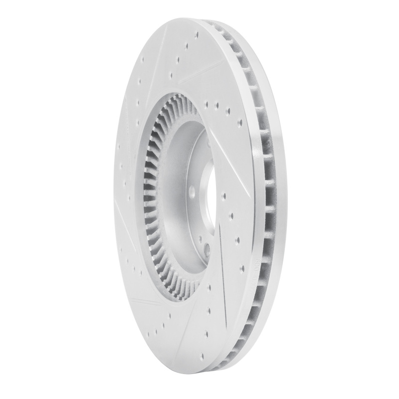 Hyundai Genesis Sedan Brake Rotor (1) - Front Right - R1 Concepts - Drilled & Slotted - Silver - `09-`14